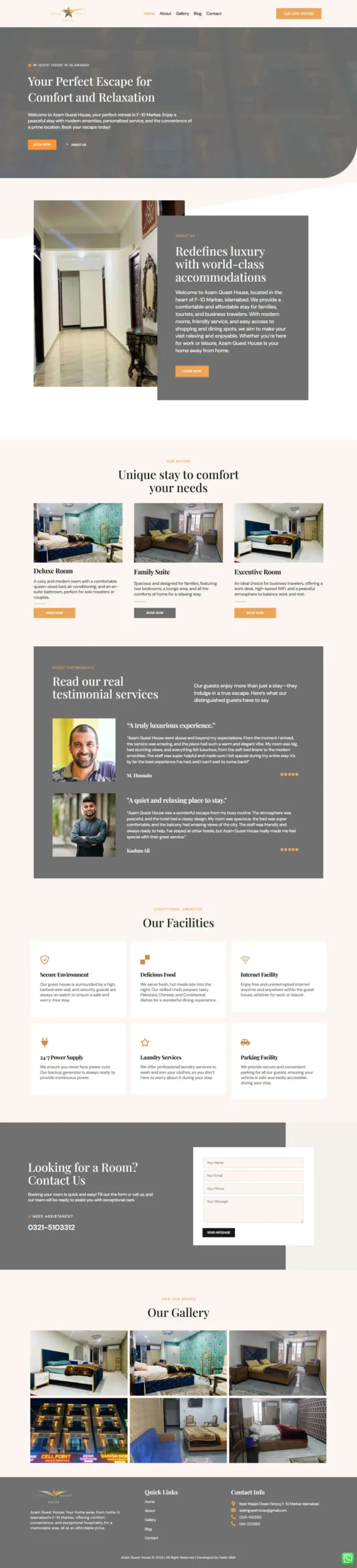 azam guest house website screen shot