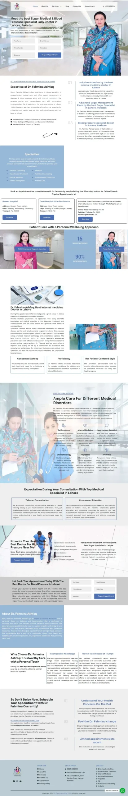 dr fahmina website screeen shot
