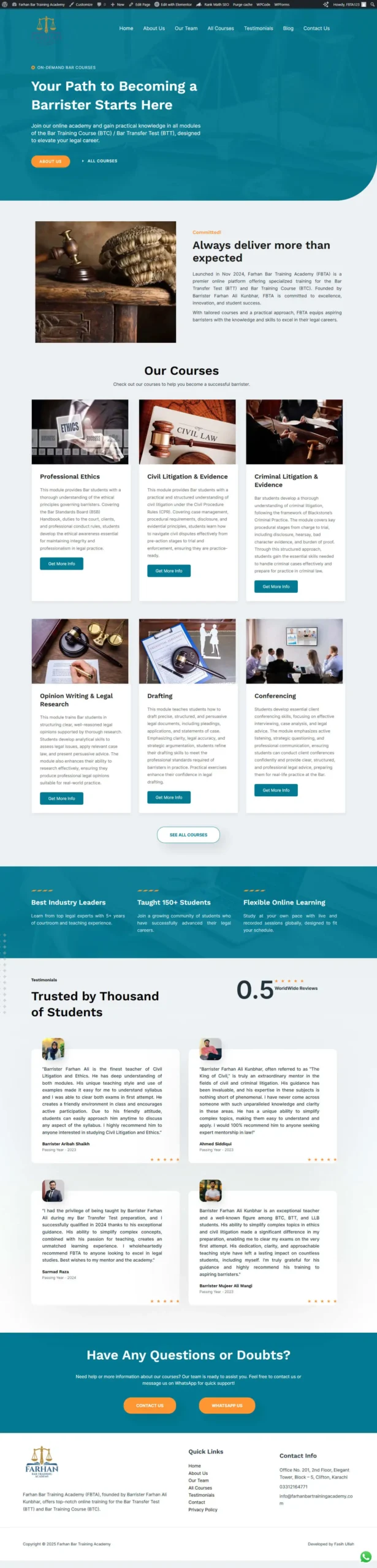 FBTA website screenshot