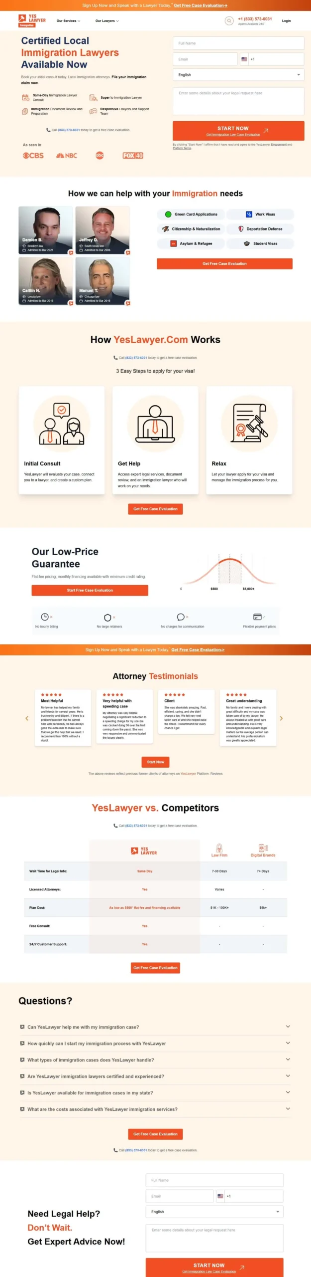 yes lawyer landing page design